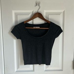 Hollister Dark Gray Crop Top T Shirt